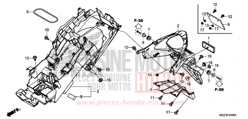 GARDE-BOUE ARRIERE CBR500RAD de 2013